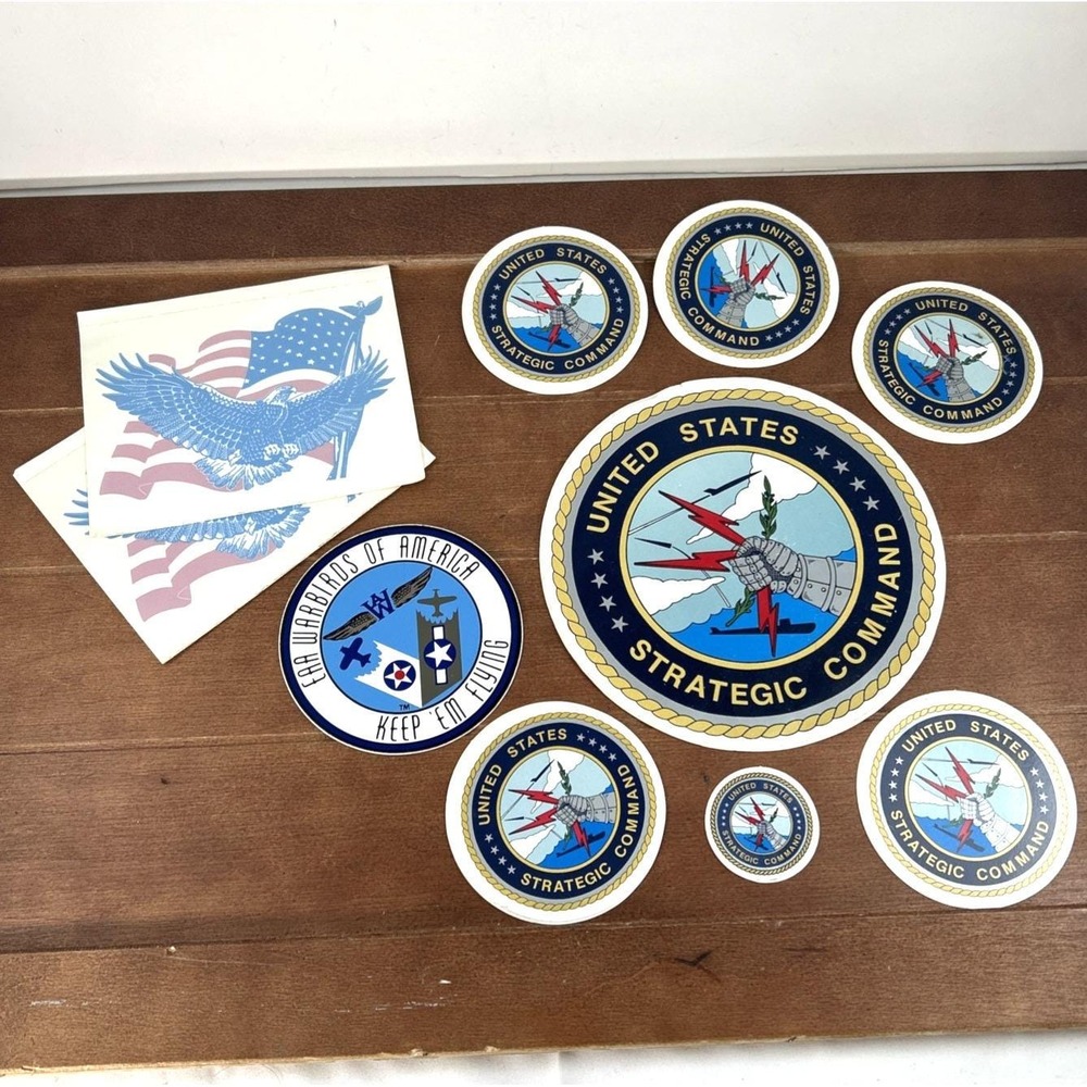 Set of 10, USA Patriotic Eagle Flag Warbirds Strategic Command Sticker‎ Lot